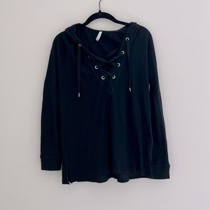 Z supply black long sleeve top cross neck size S